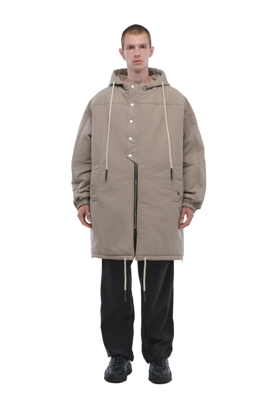 Sand Oversized Hooded Coat