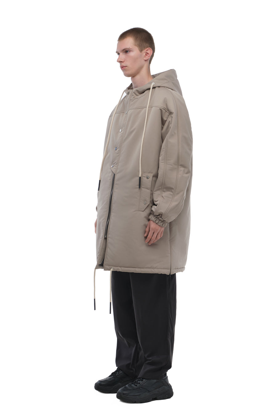 Sand Oversized Hooded Coat