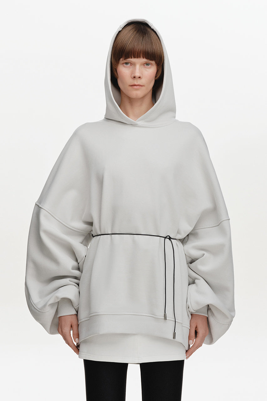 Silver Draped Hoodie