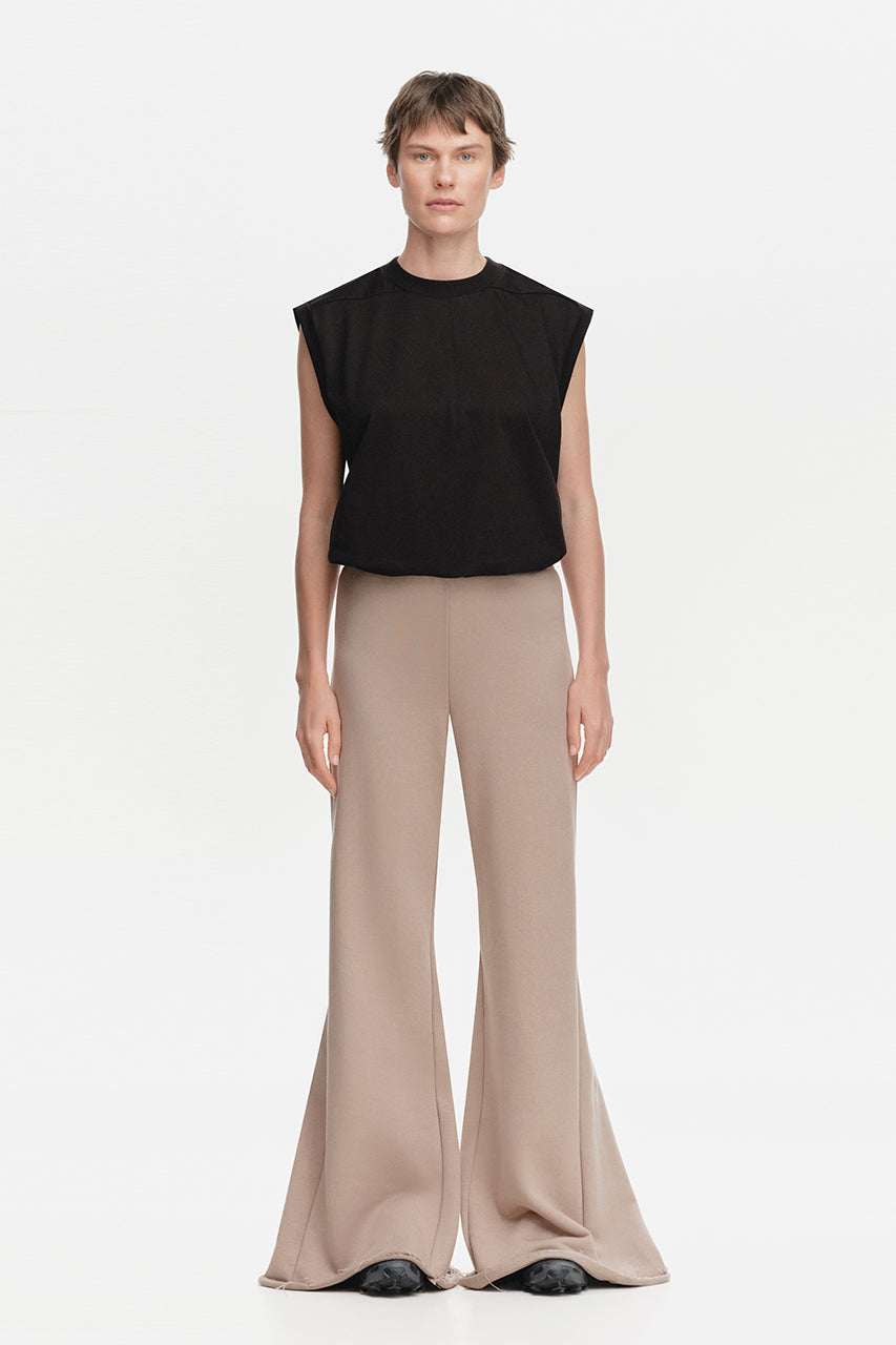 Beige Wide-Leg Trousers