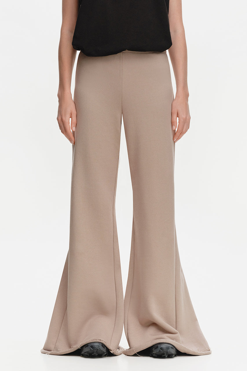 Beige Wide-Leg Trousers