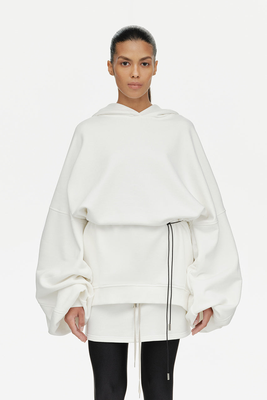 White Draped Hoodie