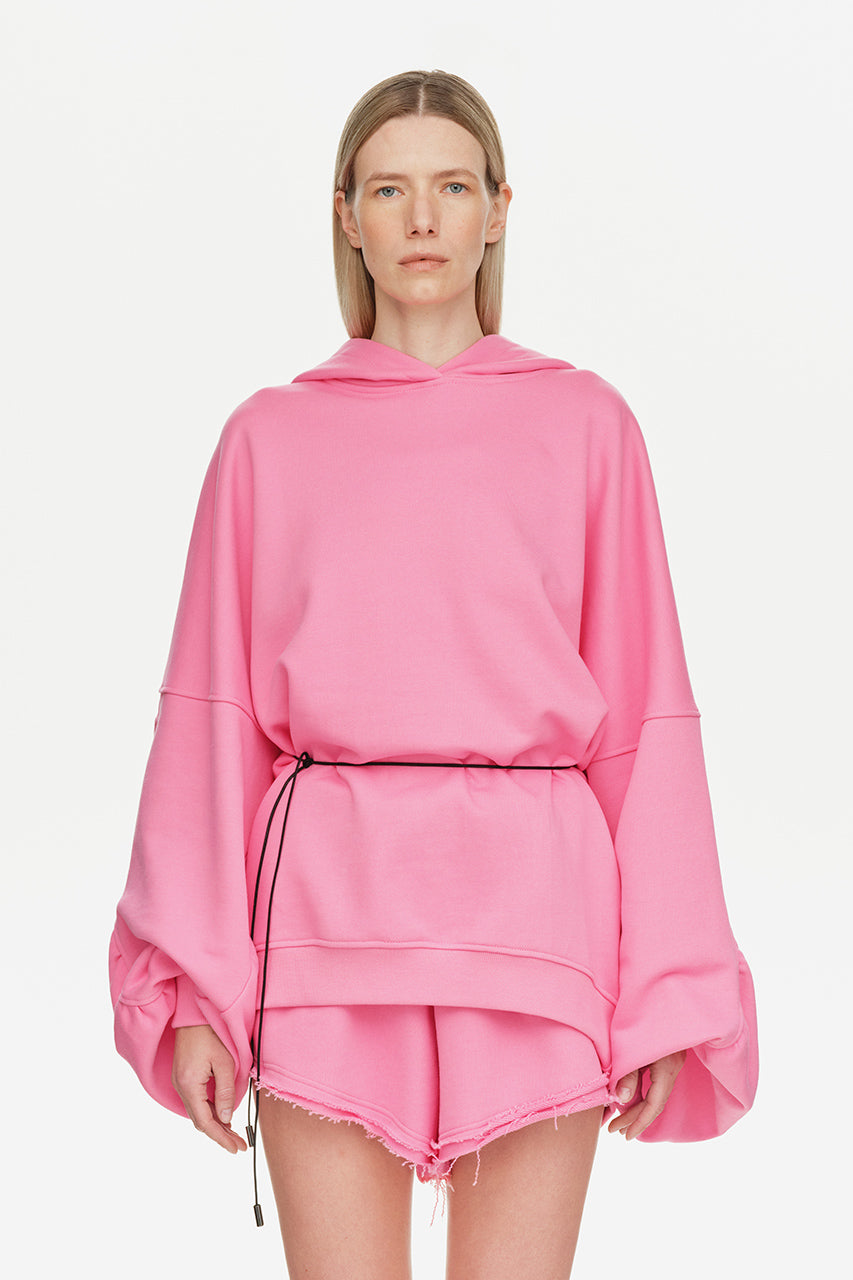 Pink Draped Hoodie