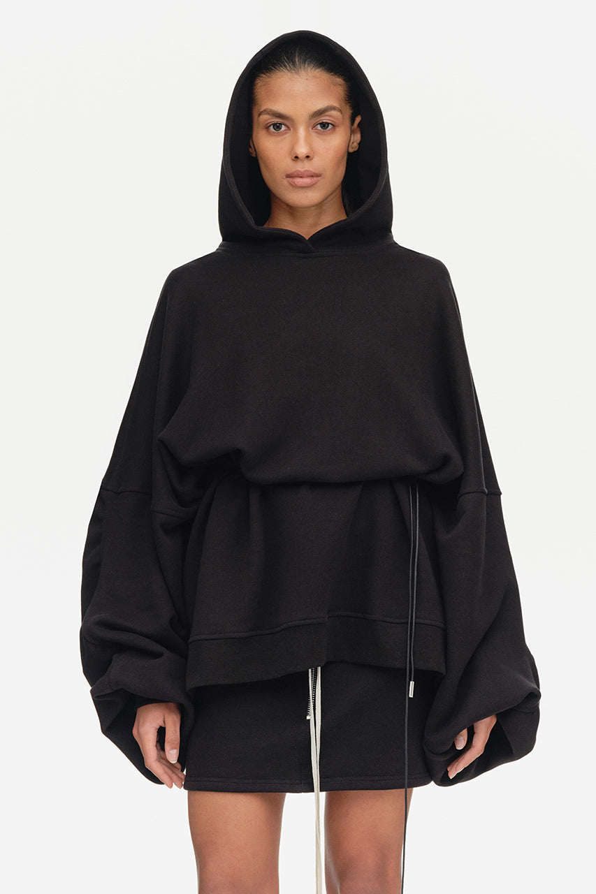 Black Draped Hoodie