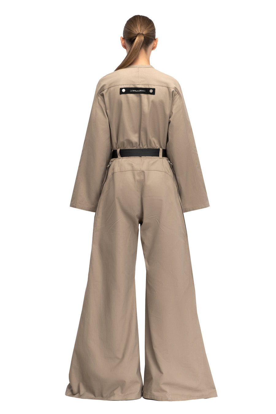 Sand Flared Zipped Jumpsuit