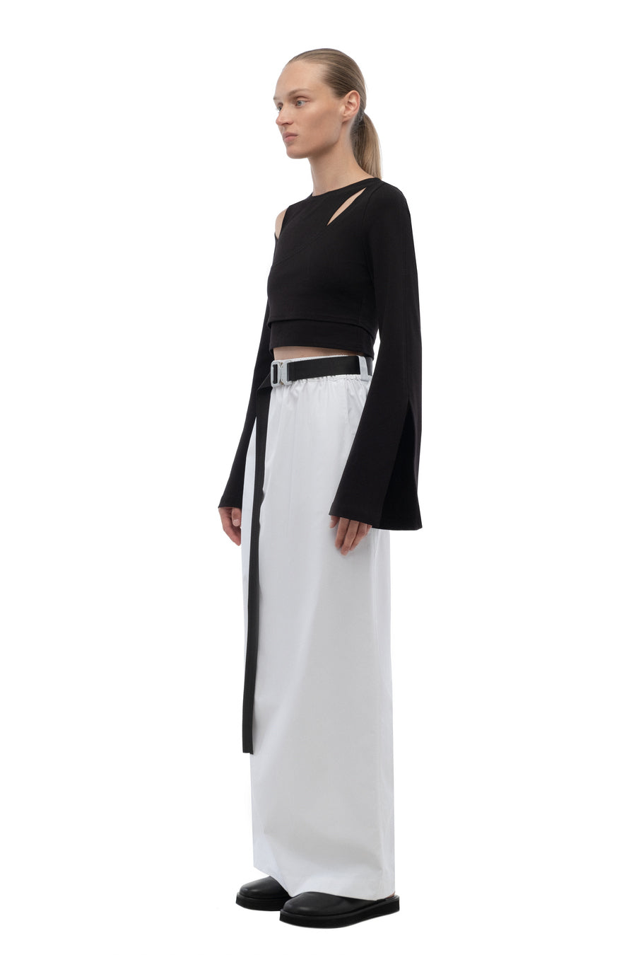 White Drawstring Maxi Skirt