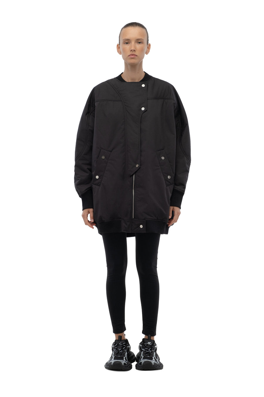 Black Oversized Bomber Jacket