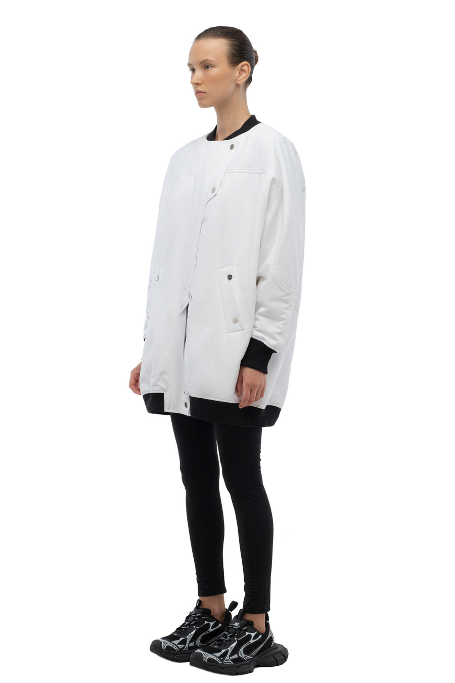 White Oversized Bomber Jacket