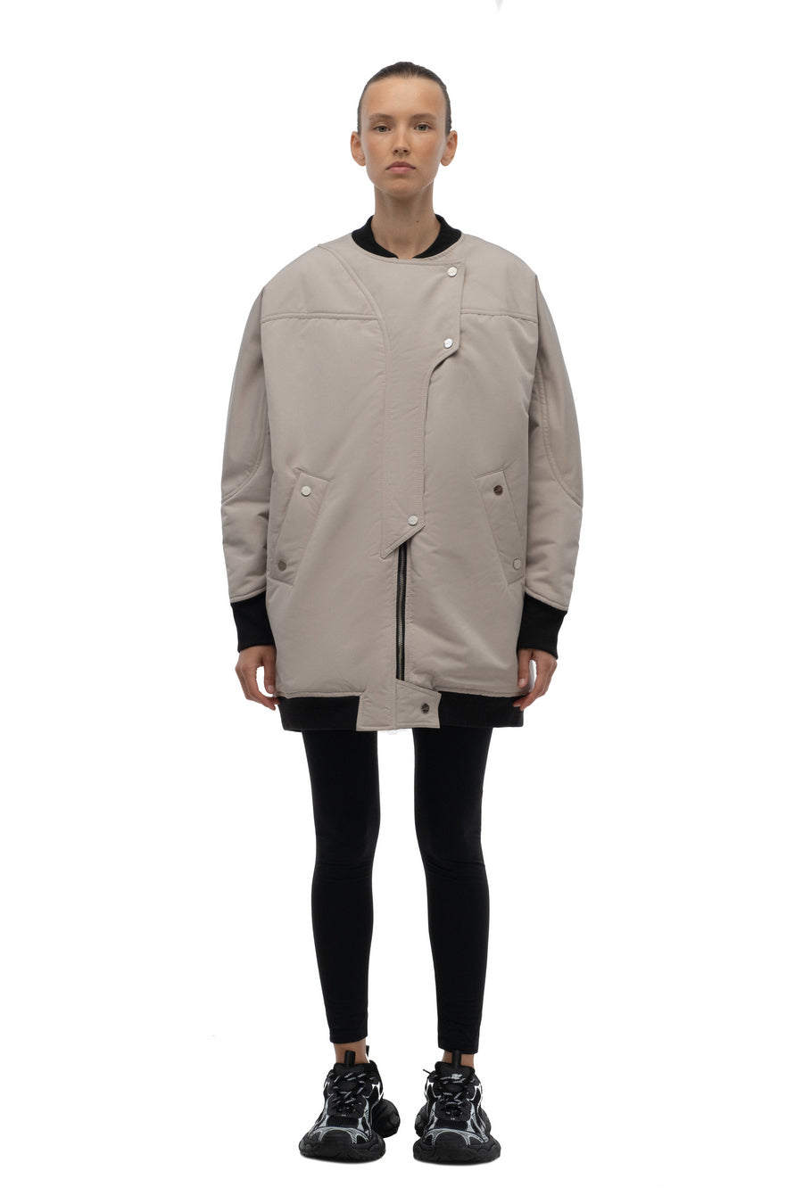 Sand Oversized Bomber Jacket