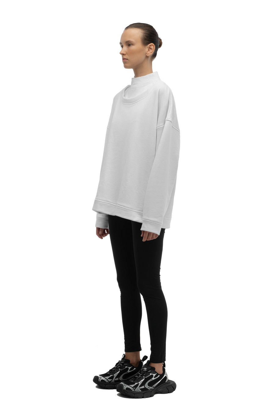 White Mock Neck Sweatshirt