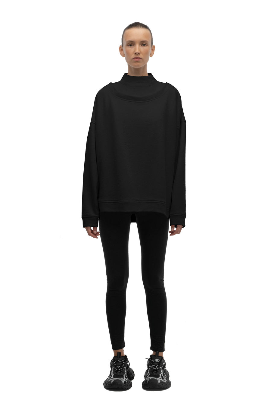 Black Mock Neck Sweatshirt