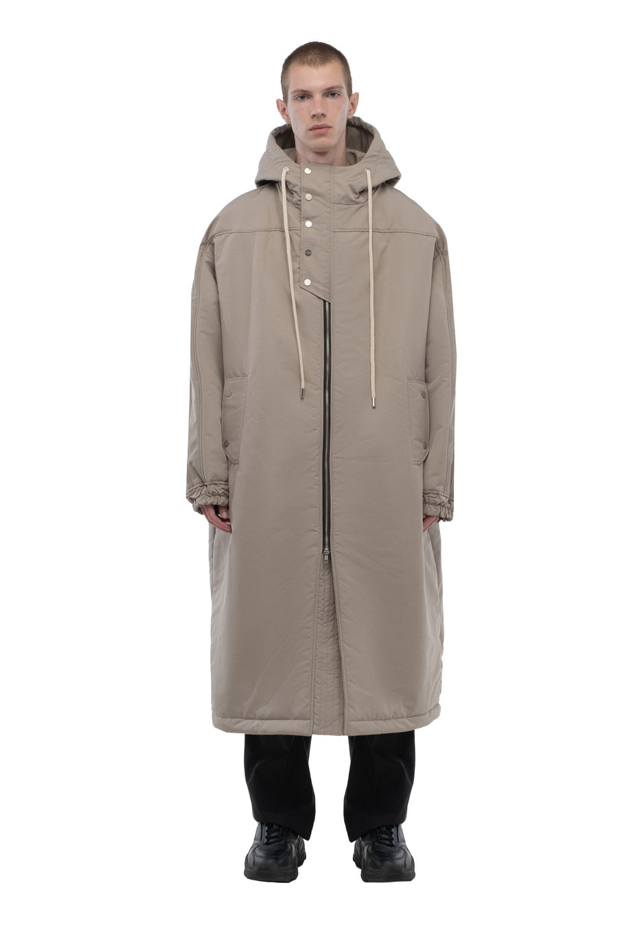 Sand Oversized Hooded Long Coat