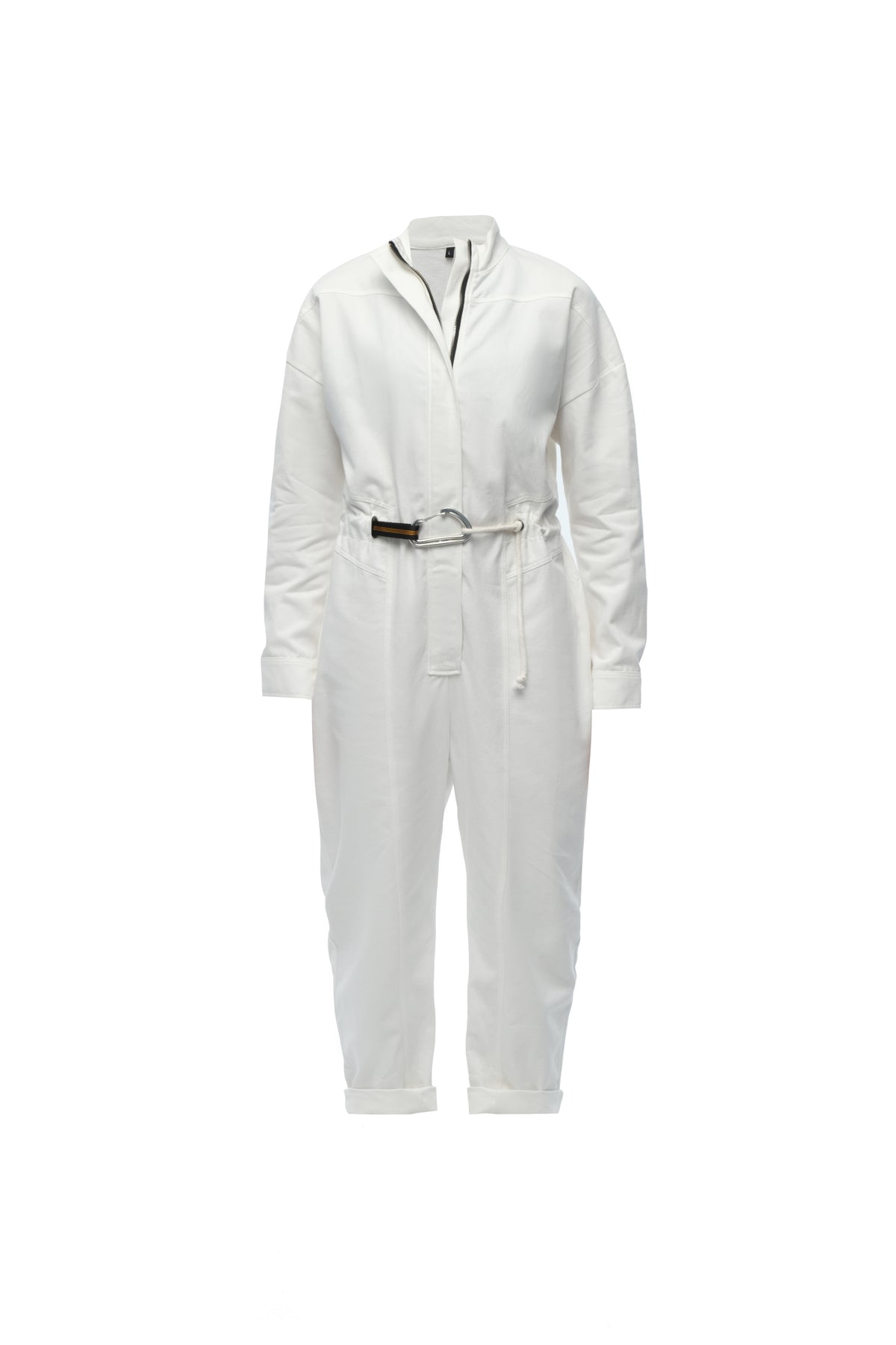 White Drawstring-Waist Jumsuit