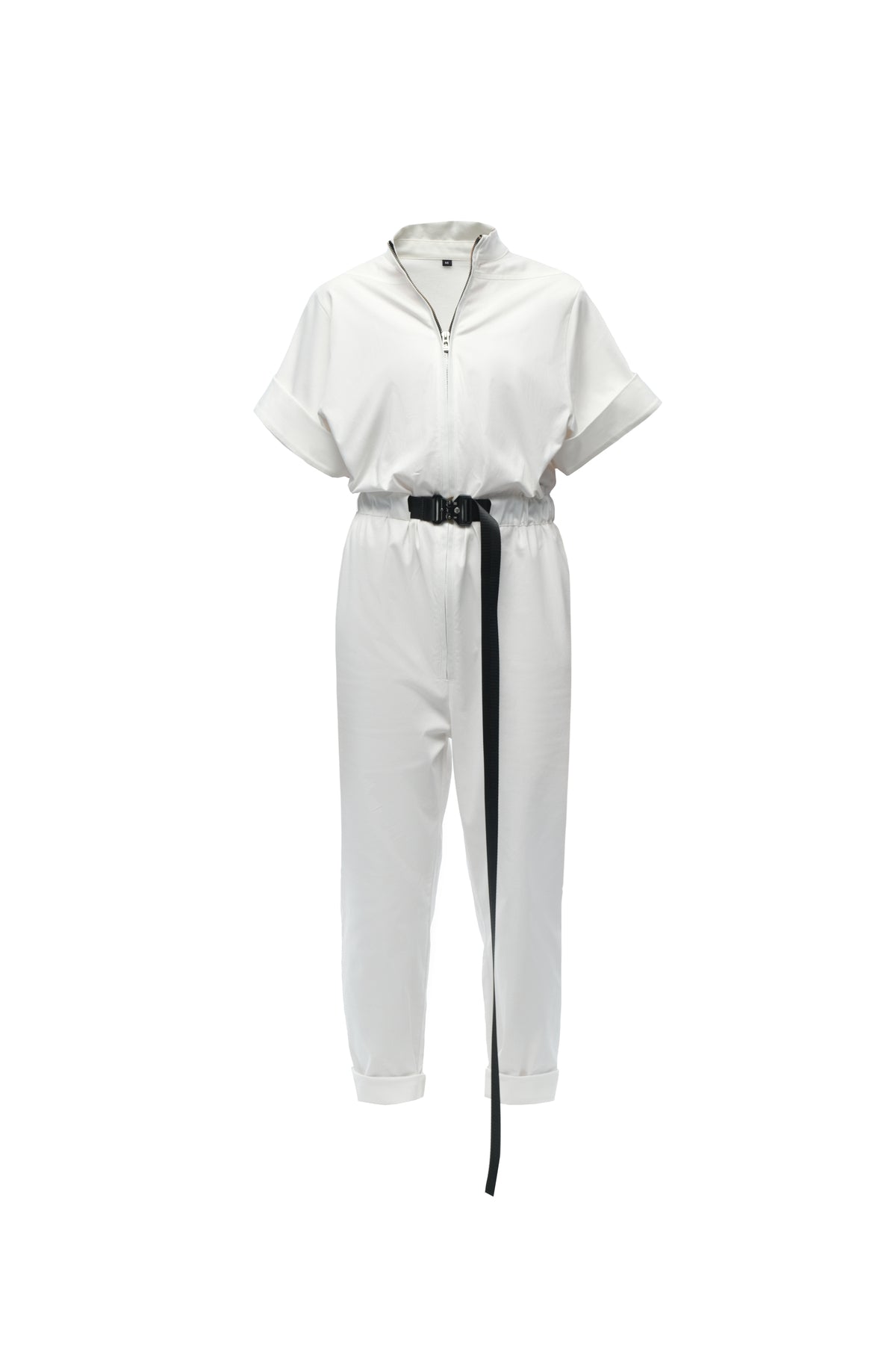 White Short-Sleeve Jumpsuit