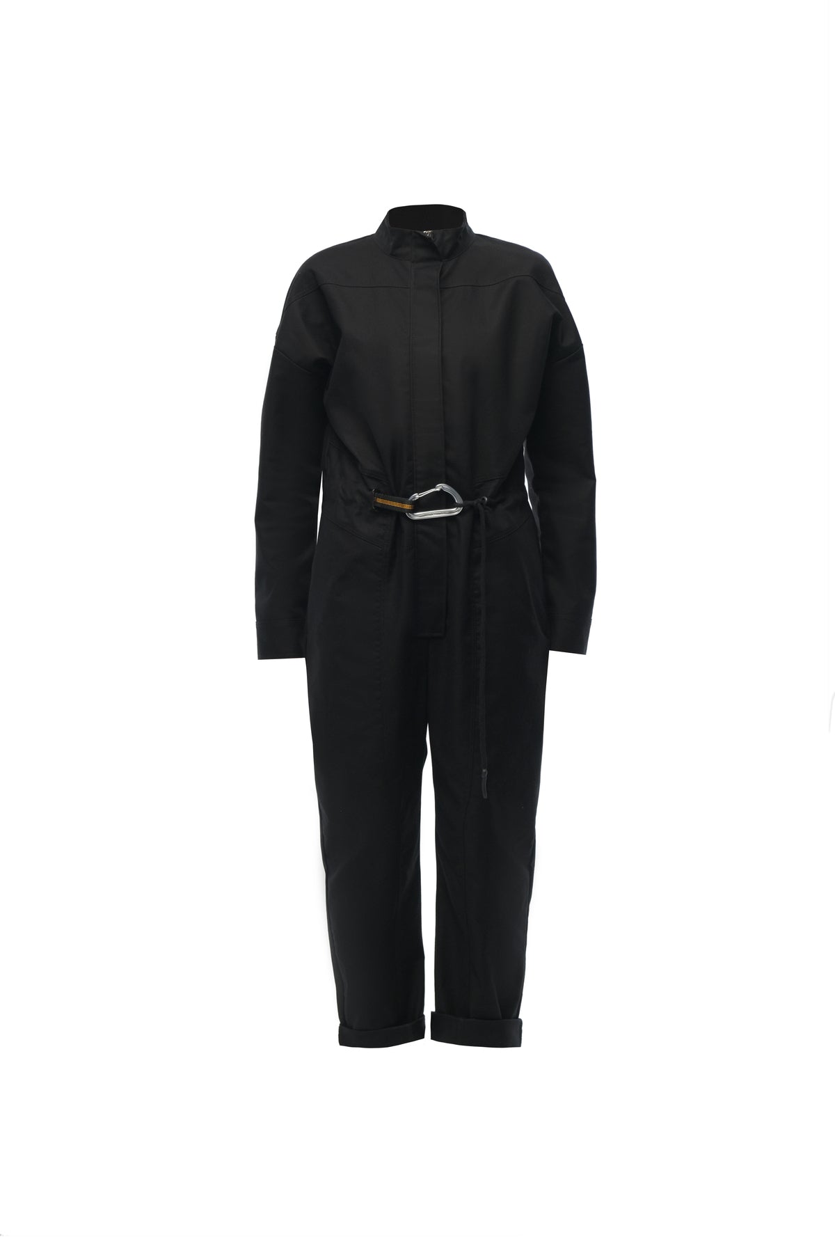 Black Drawstring-Waist Jumsuit