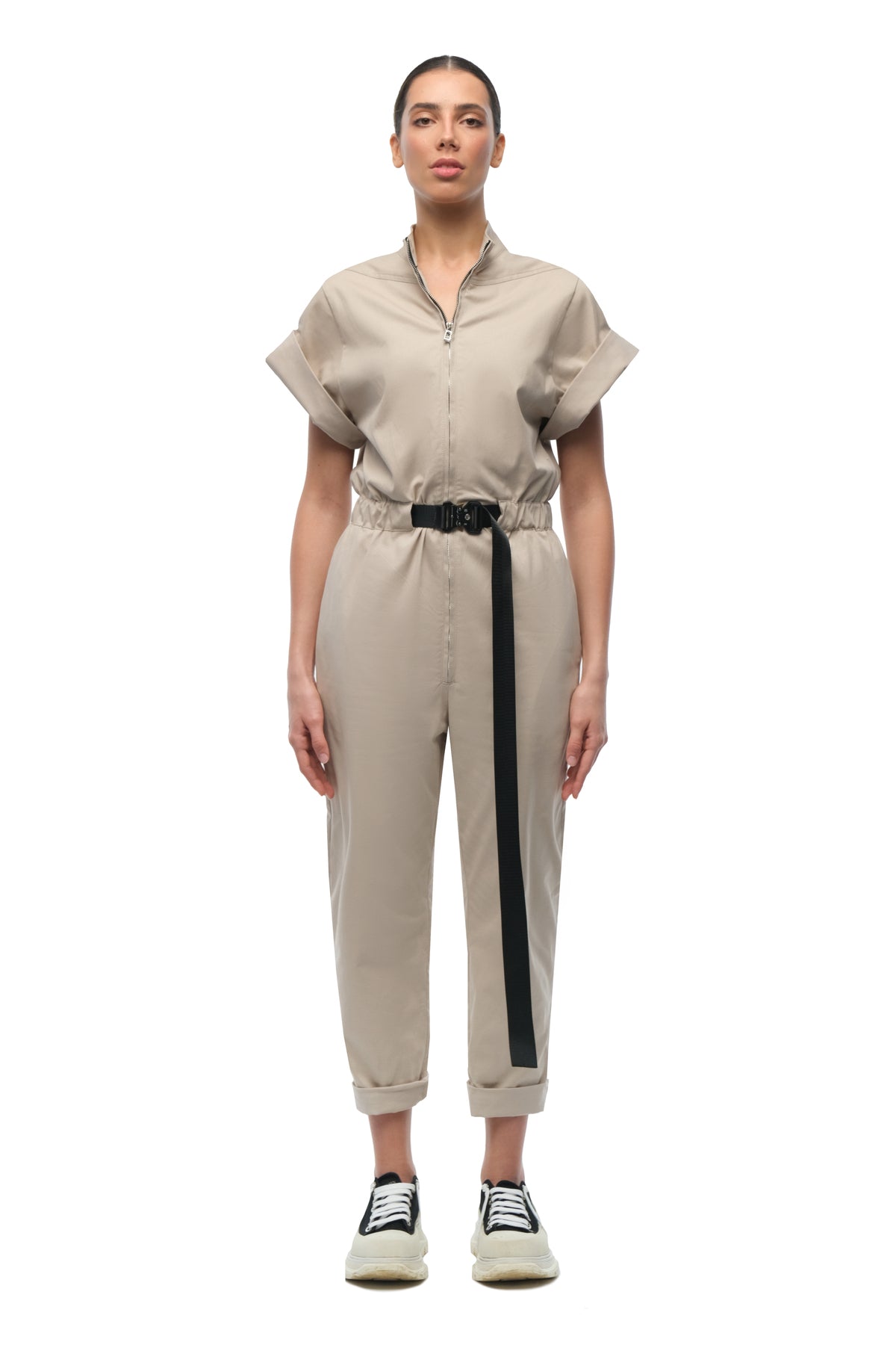 Sand Short-Sleeve Jumpsuit