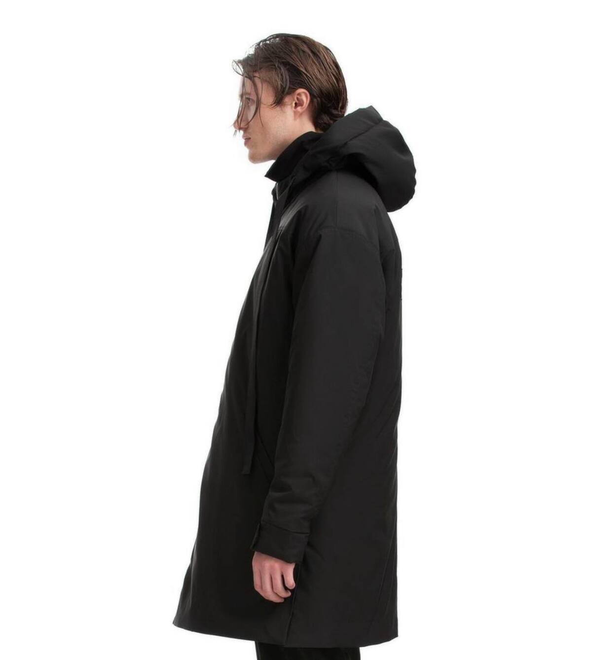 Black Zip-Up Hooded Coat