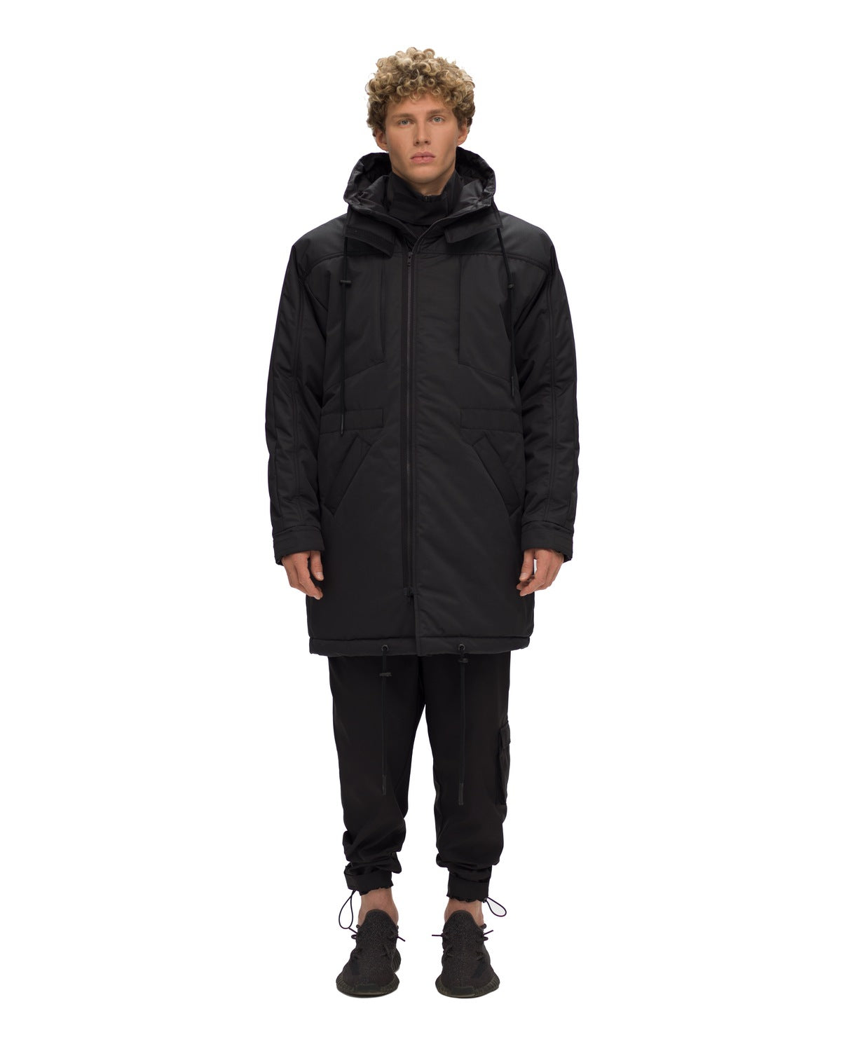 Black Belted Parka Coat